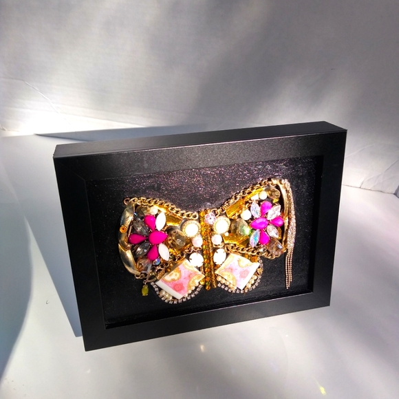 Gold jewelry butterfly upcycled vintage home decor
